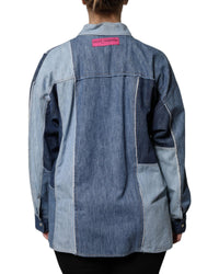Dolce & Gabbana Patchwork Denim Shirt Long Sleeves Women Blue Tops