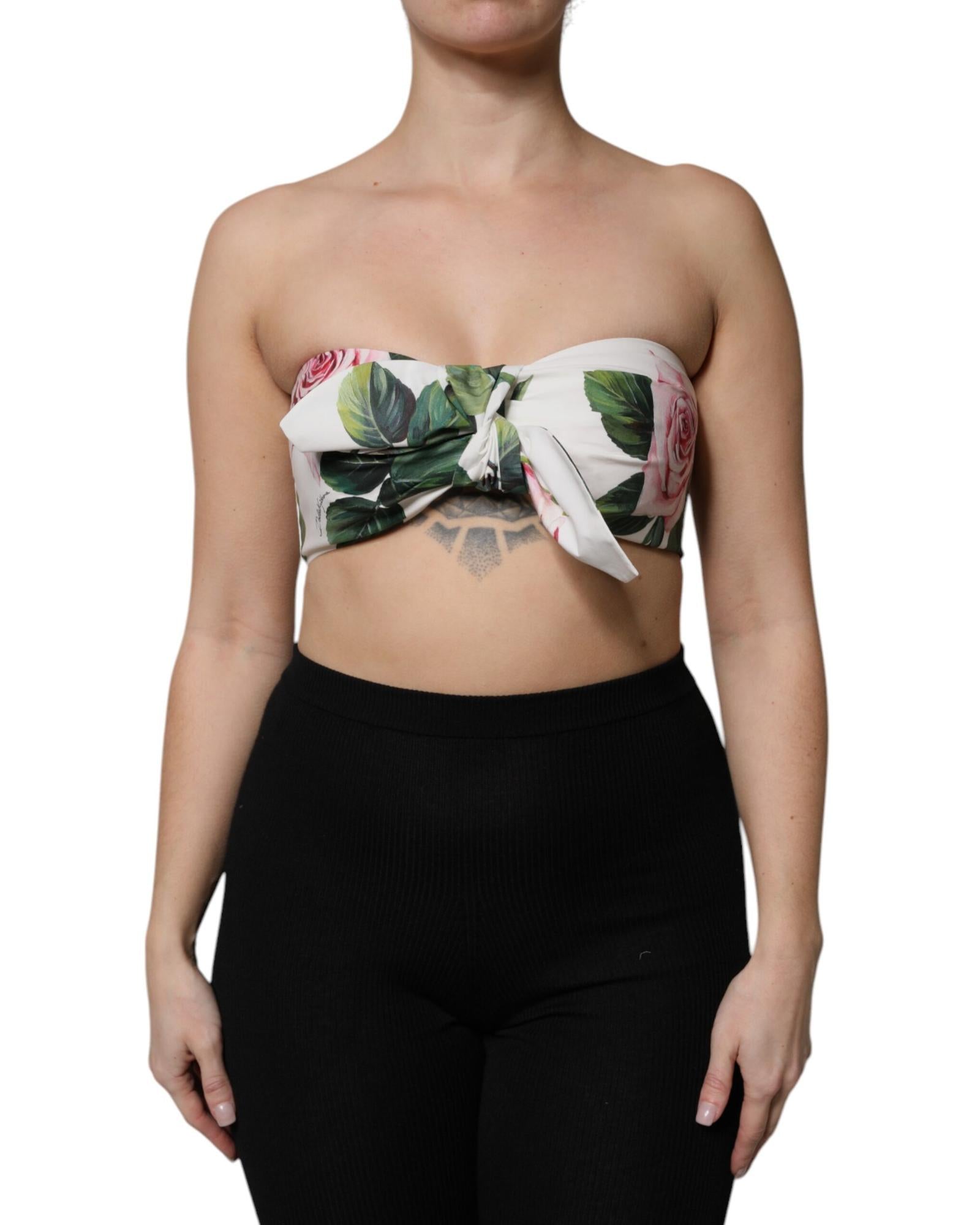 Dolce & Gabbana Floral Print Strapless Top Women White
