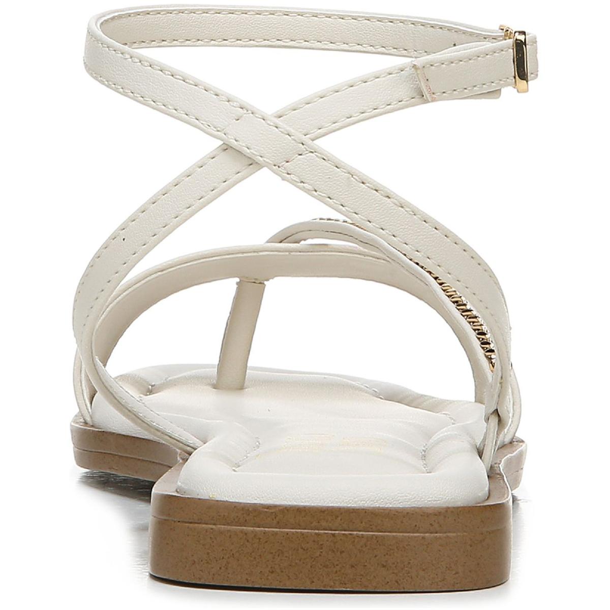 Mela Womens Faux Leather Ankle Strap Thong Sandals