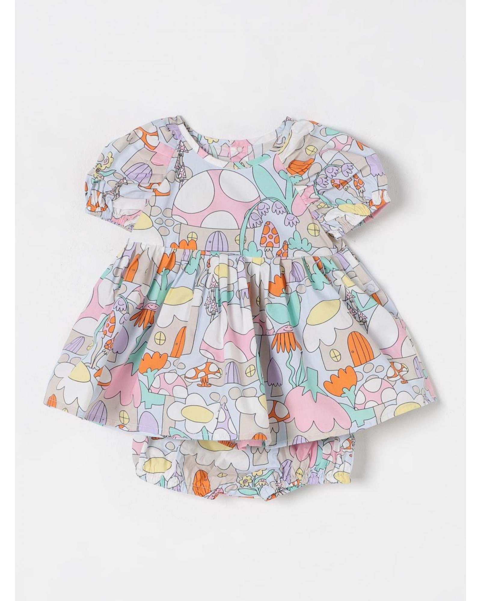 Stella Mccartney Kids Mushroom Print Dress and Bloomer Set Kids Sky Blue Outerwear