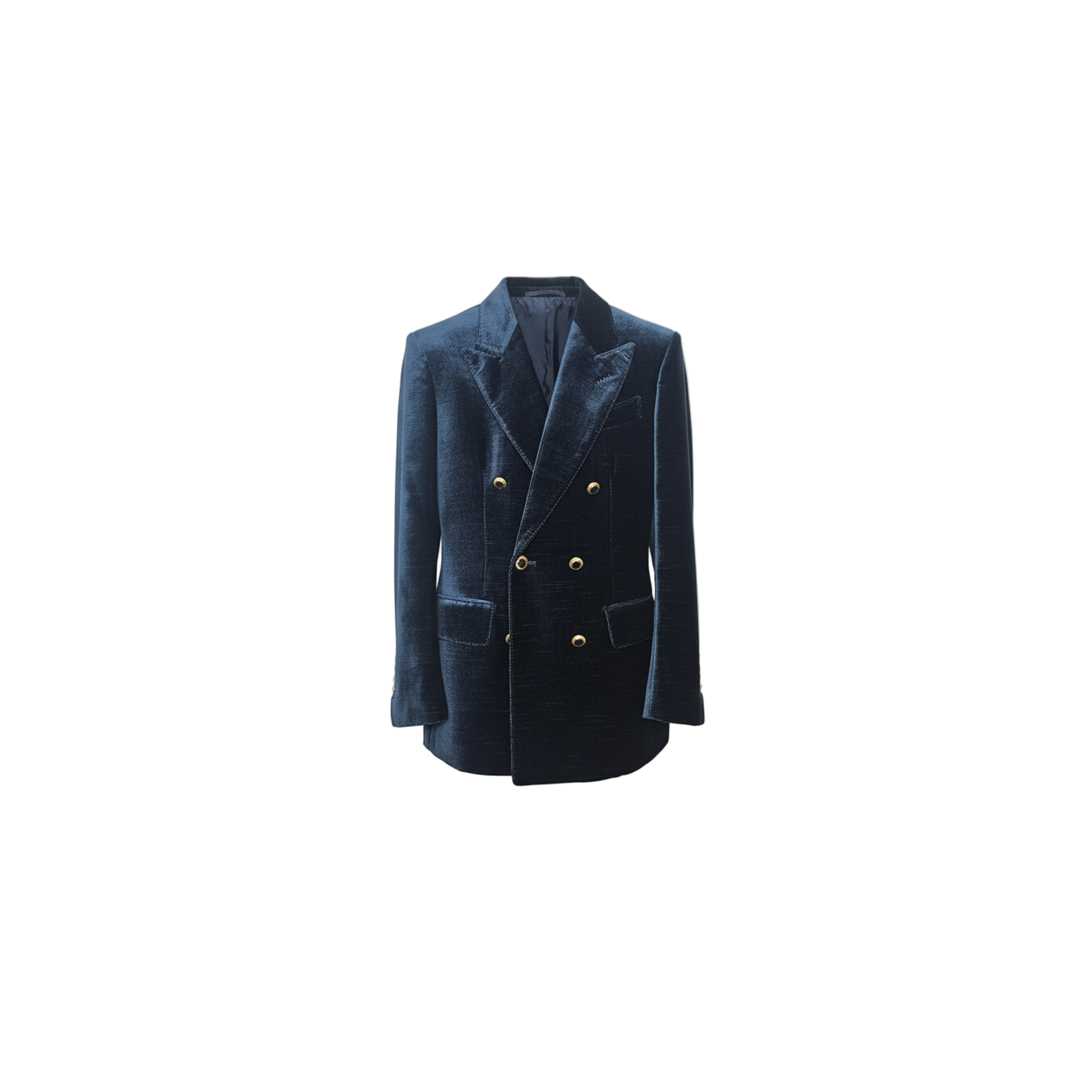 Tom Ford Velvet Double-Breasted Blazer with Gold Buttons