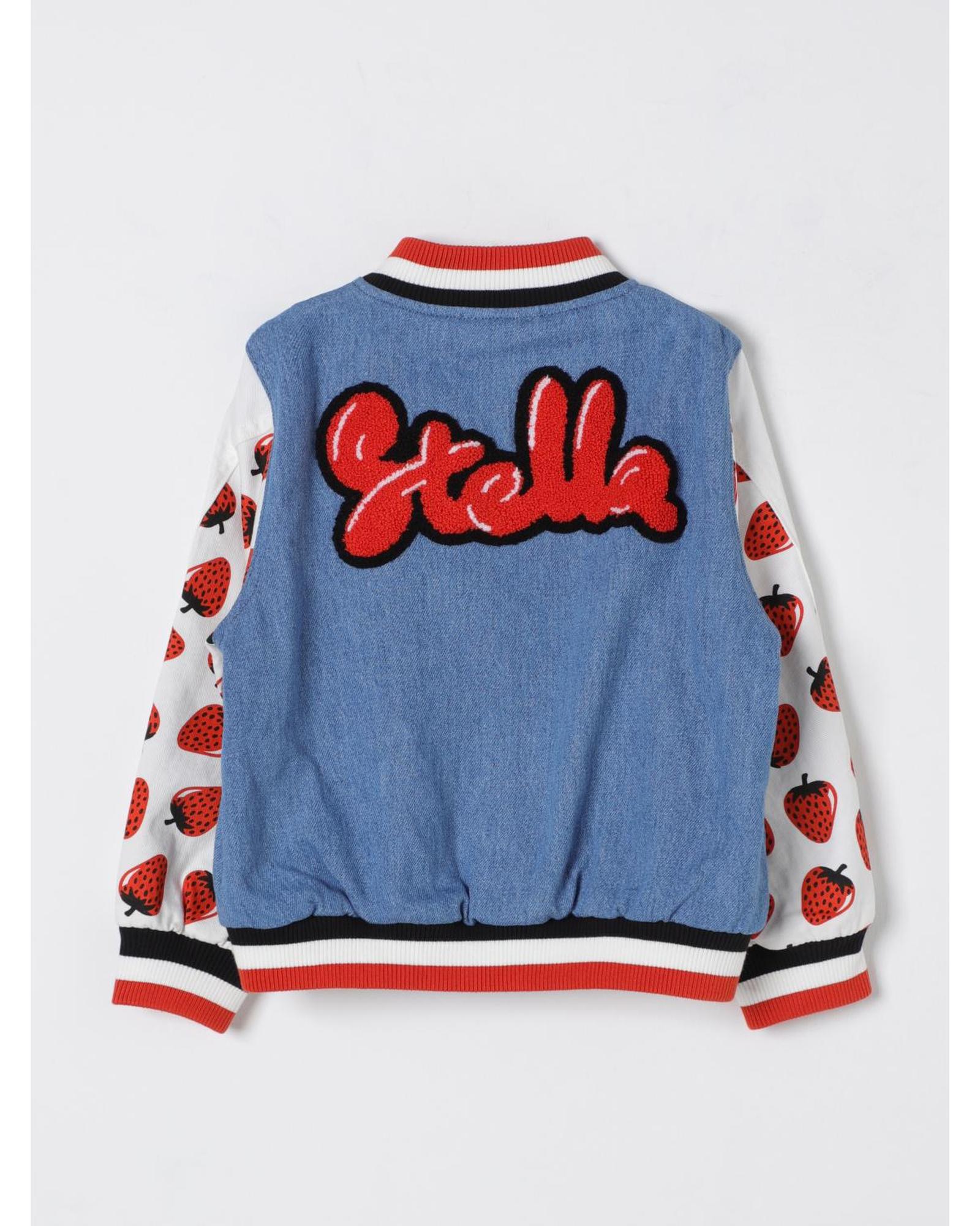 Stella Mccartney Kids Kids Denim Varsity Jacket with Patches Blue
