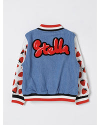 Stella Mccartney Kids Kids Denim Varsity Jacket with Patches Blue