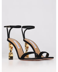 Aquazzura Twigs Suede Sandals Twisted Heel Women Black
