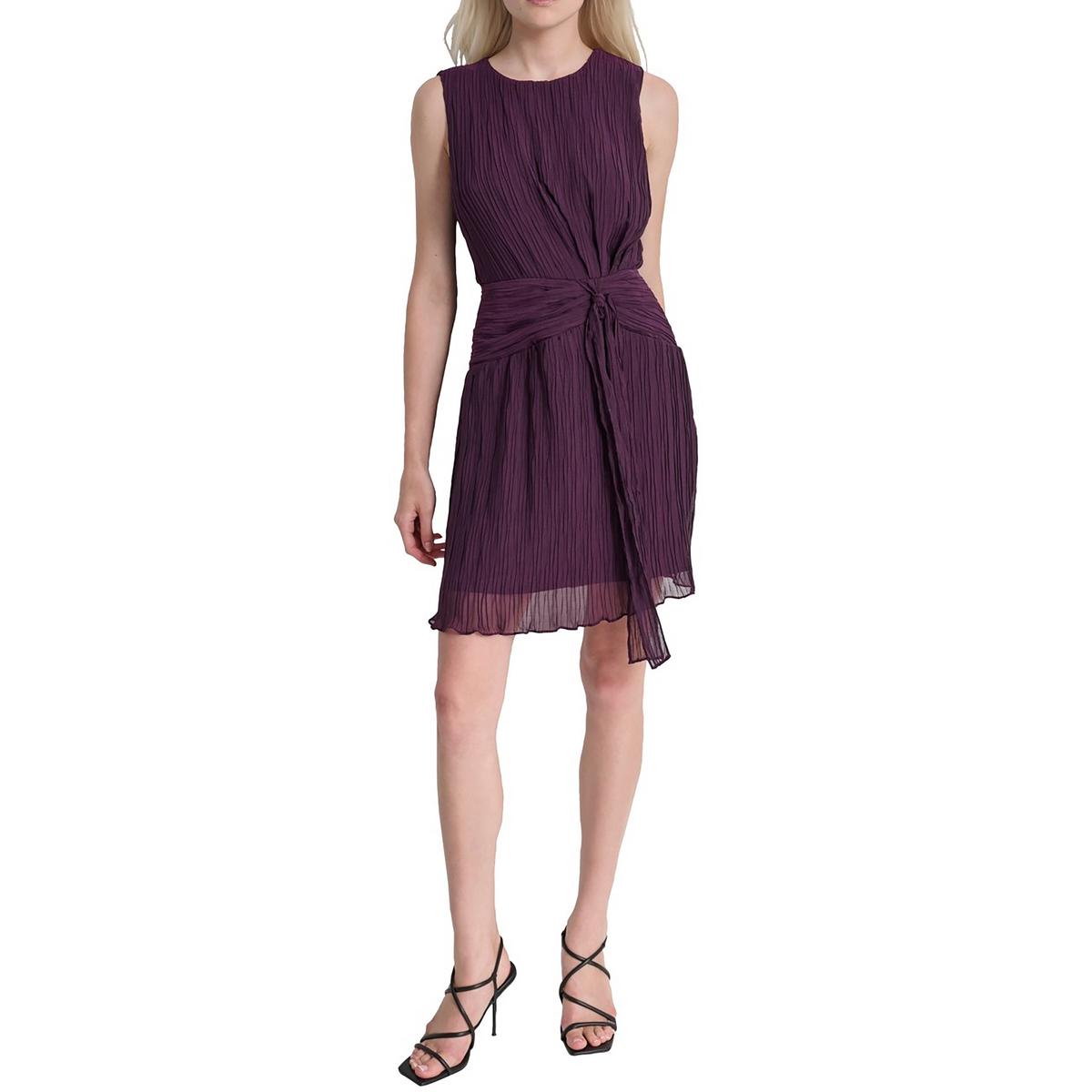 Womens Pleated Polyester Mini Dress