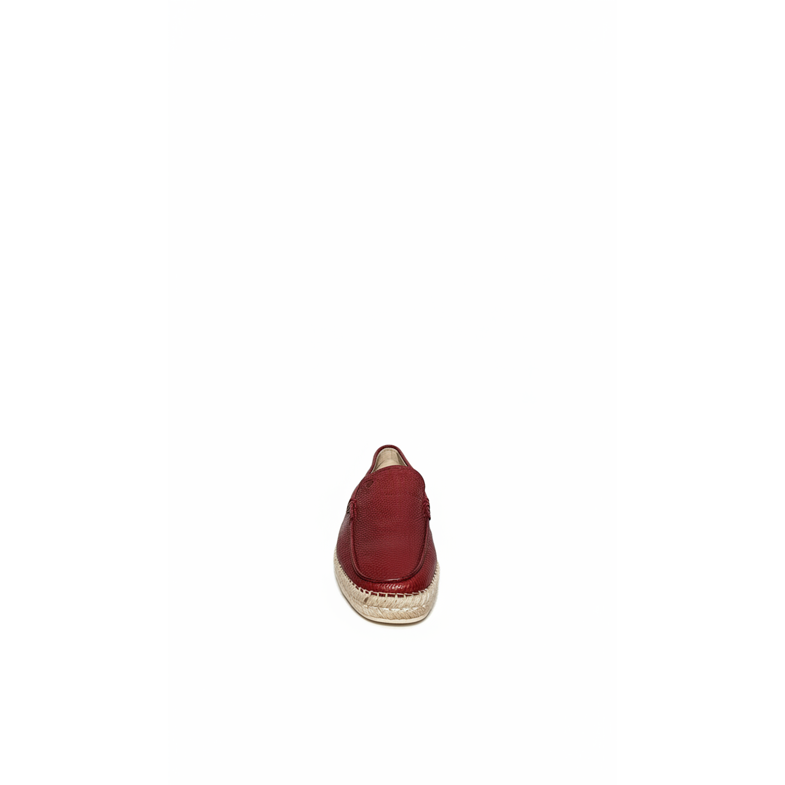 Tods Pebbled Leather Espadrille Loafers in Red
