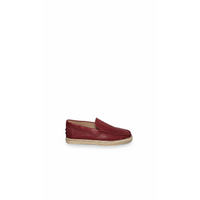 Tods Pebbled Leather Espadrille Loafers in Red