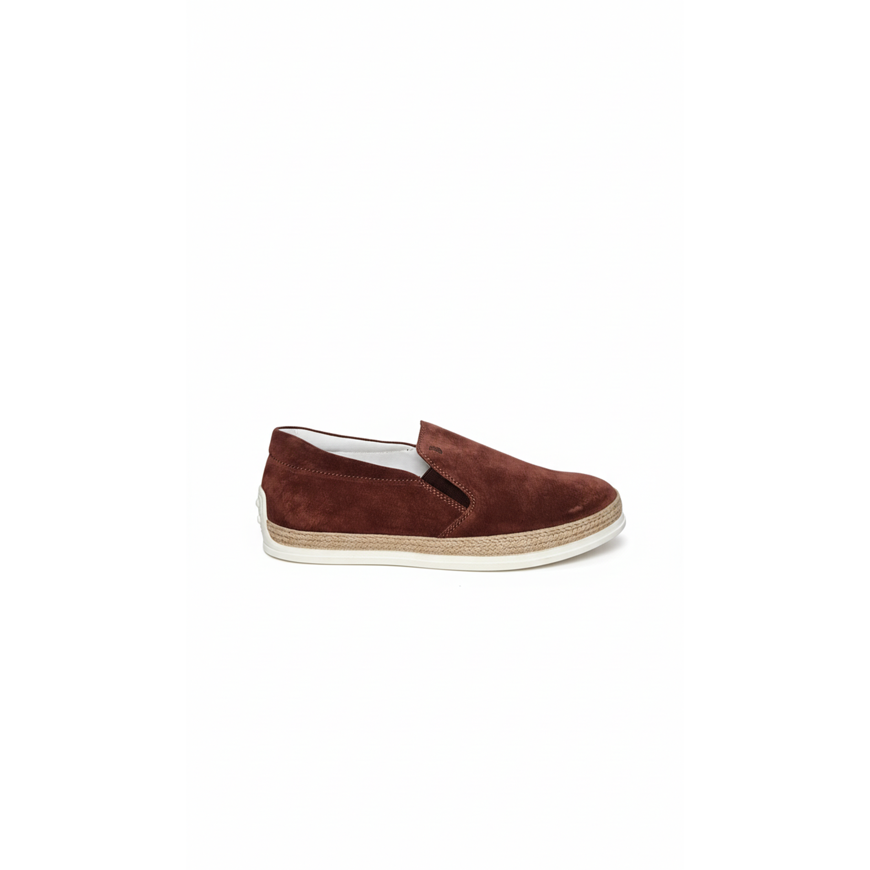 Tods Brown Leather Platform Espadrille Loafers