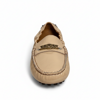 Tods Smooth Leather Slip-On Loafers in Beige