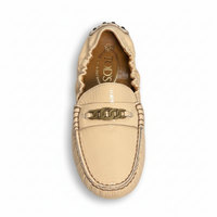 Tods Smooth Leather Slip-On Loafers in Beige