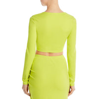 Womens Twist Front Long Sleeve Cropped