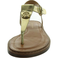 Bennia Womens Embellished Faux Leather Thong Sandals