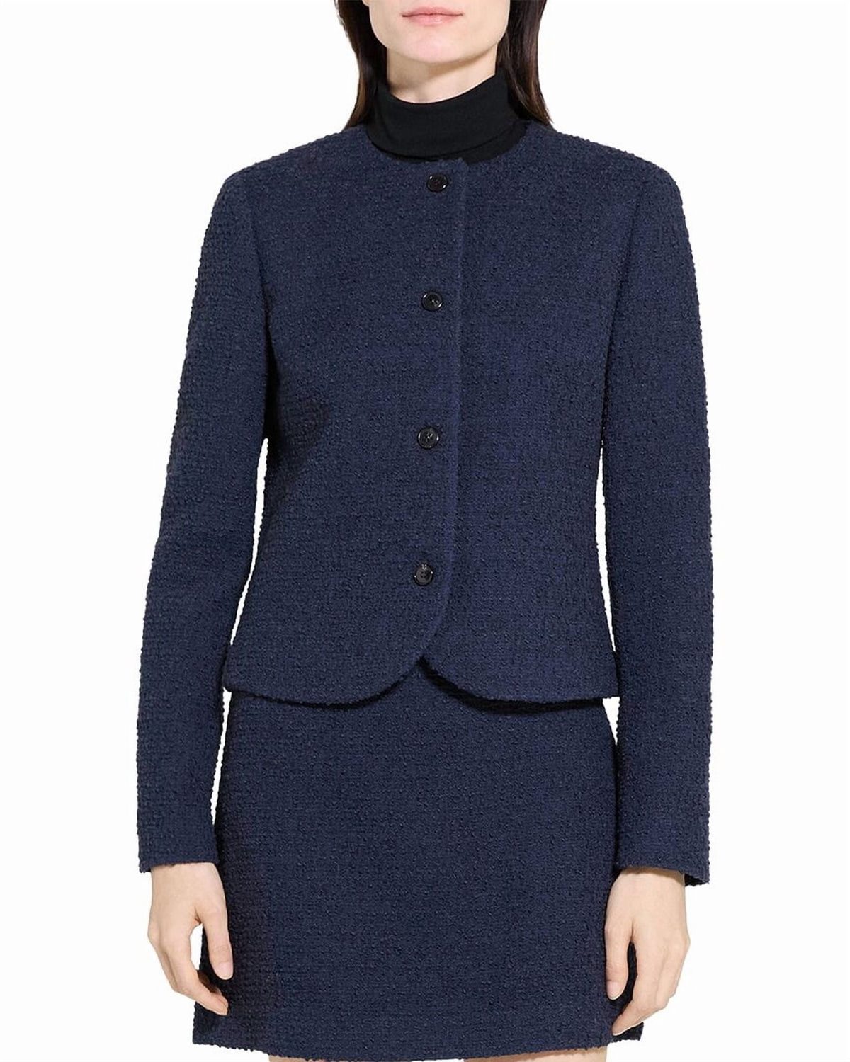 Theory Crew Neck Clean Wool-Blend Jacket