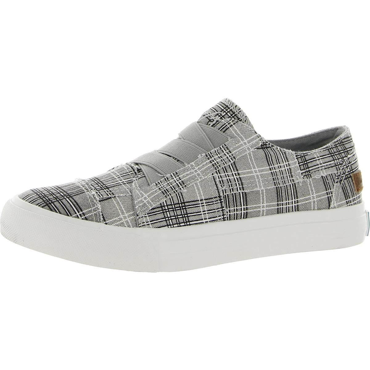 Marley Womens Comfort Insole Slip On Casual Shoes 7 Medium Grey Sororty Plaid Canvas