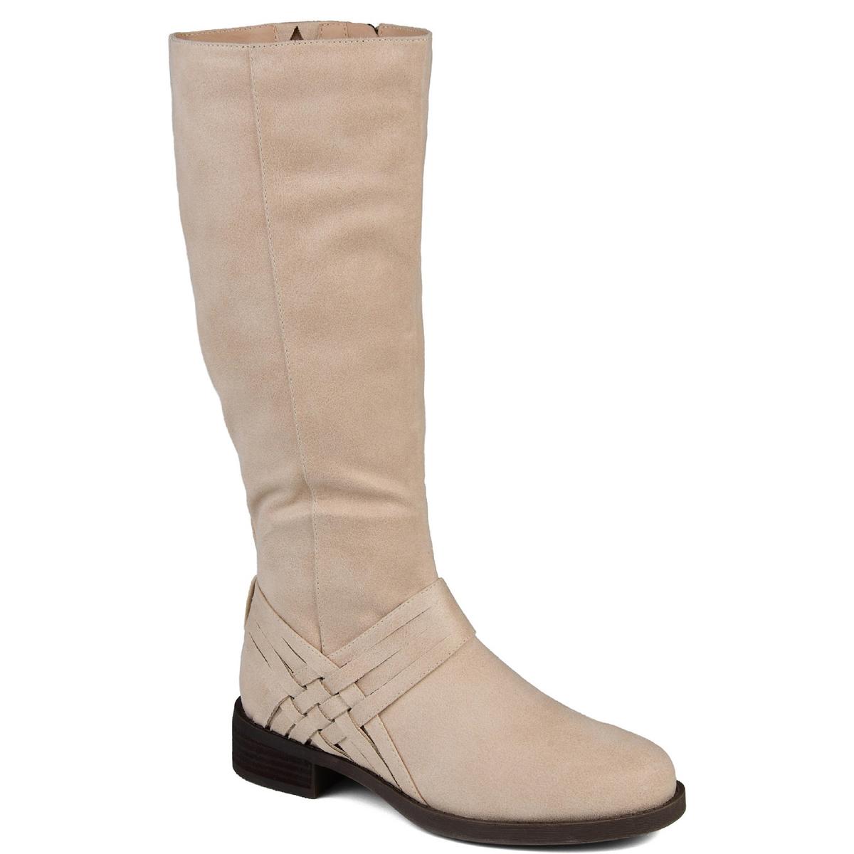 Womens Faux Suede Wide Calf Mid-Calf Boots