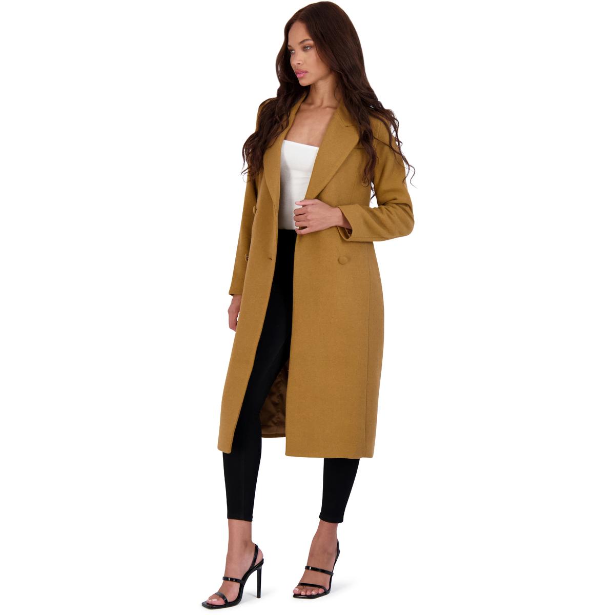 Womens Double-Breasted Structured Wool Coat