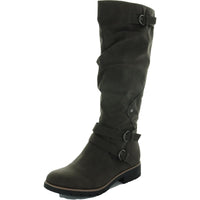 Brinley Womens Faux Leather Tall Knee-High Boots Charcoal Smooth