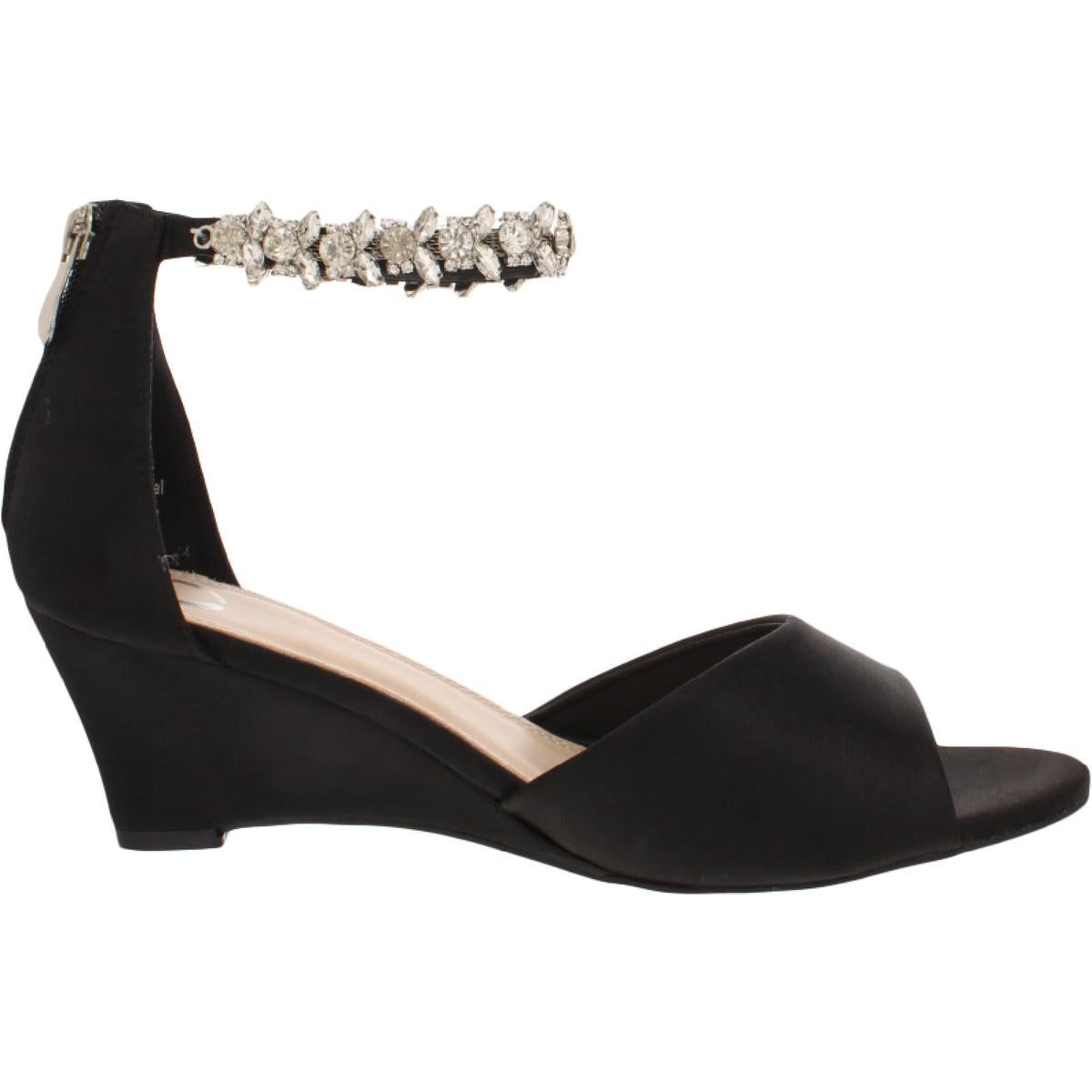 Connor Womens Satin Ankle Strap Wedge Sandals