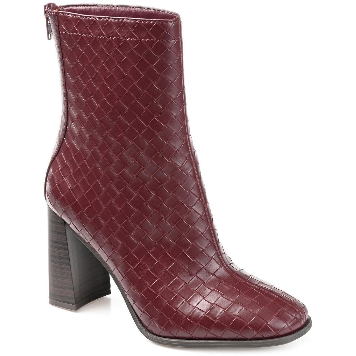 Brielle Womens Faux Leather Stacked Heel Mid-Calf Boots