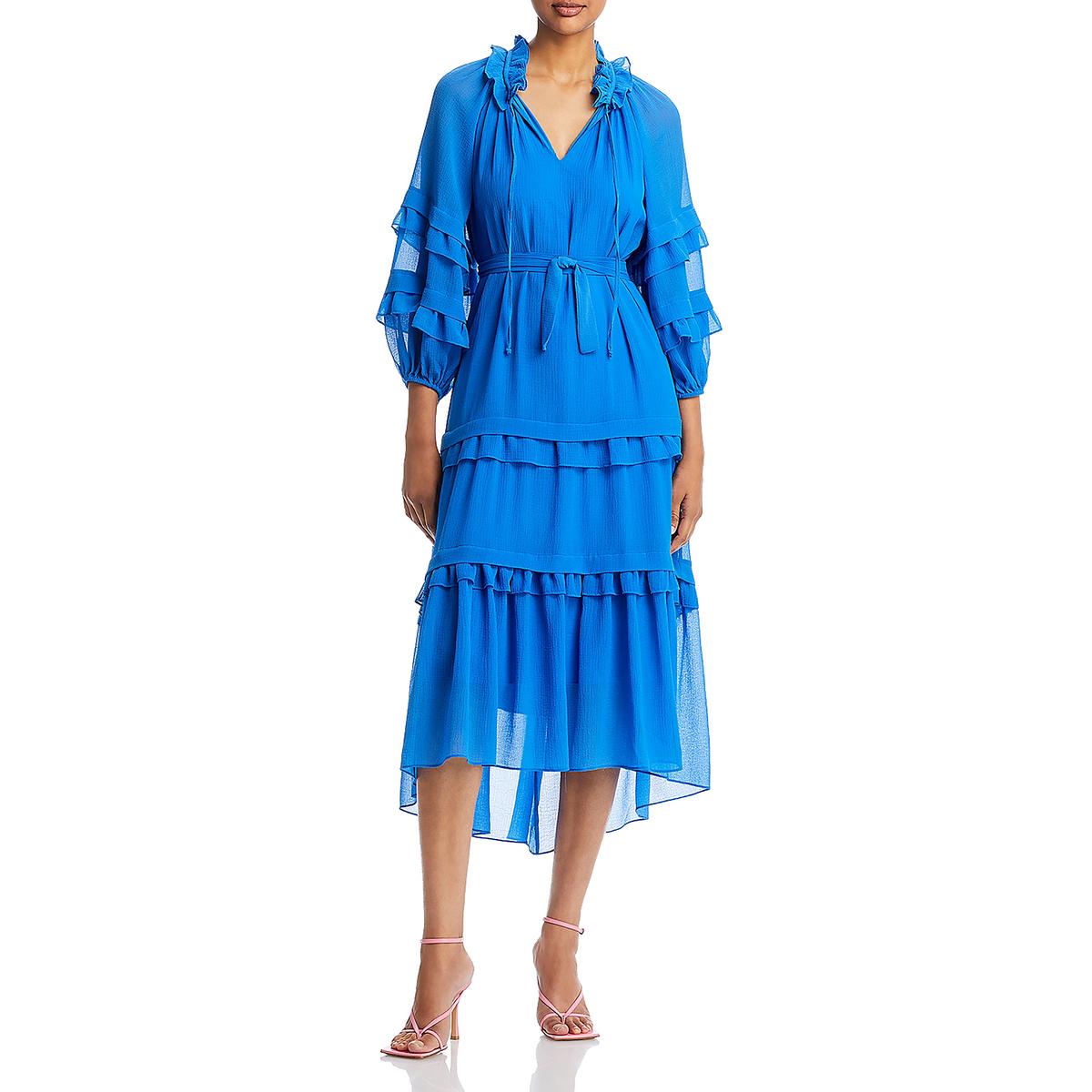 Womens Ruffled Midi Midi Dress Admiral