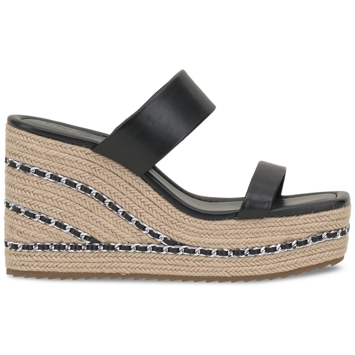 NYLANA Womens Square Toe Manmade Wedge Sandals