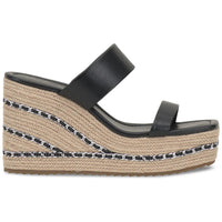 NYLANA Womens Square Toe Manmade Wedge Sandals