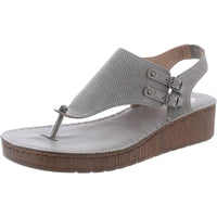 Mckell Womens Buckle Wedge Sandals 7 Medium Grey