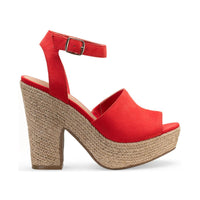 Fey Womens Buckle Block Heel Platform Sandals