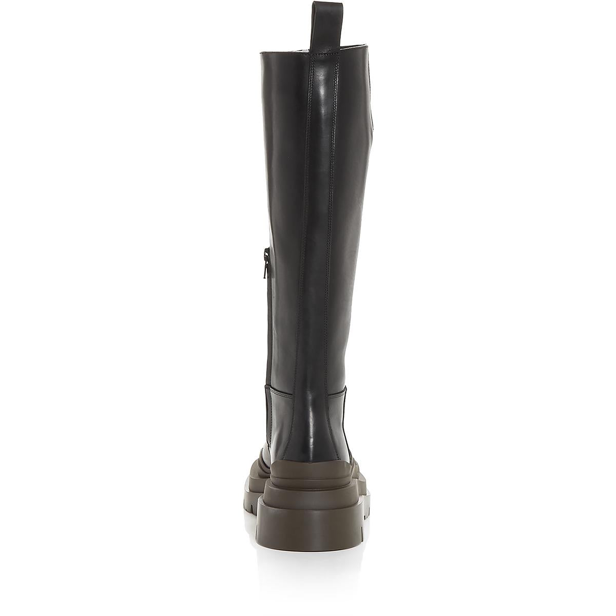 Womens Leather Round toe Knee-High Boots