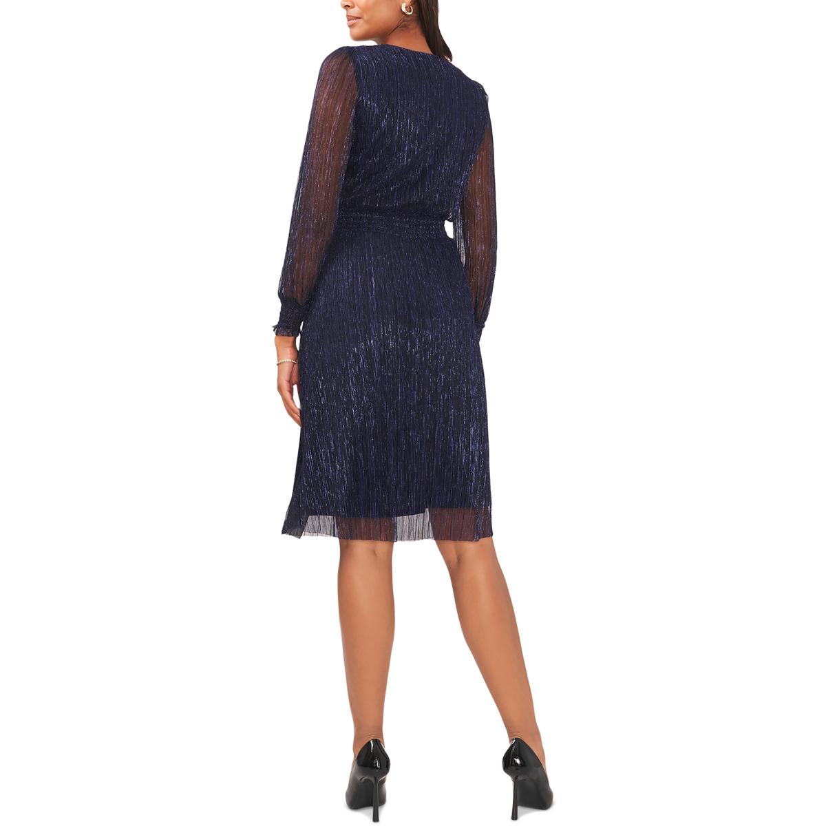 Petites Womens Metallic Knee-Length Midi Dress