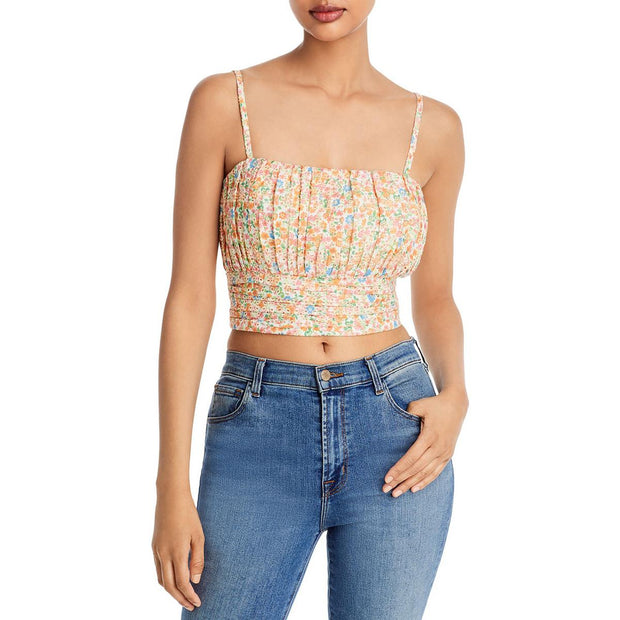 Womens Floral Print Cropped Blouse
