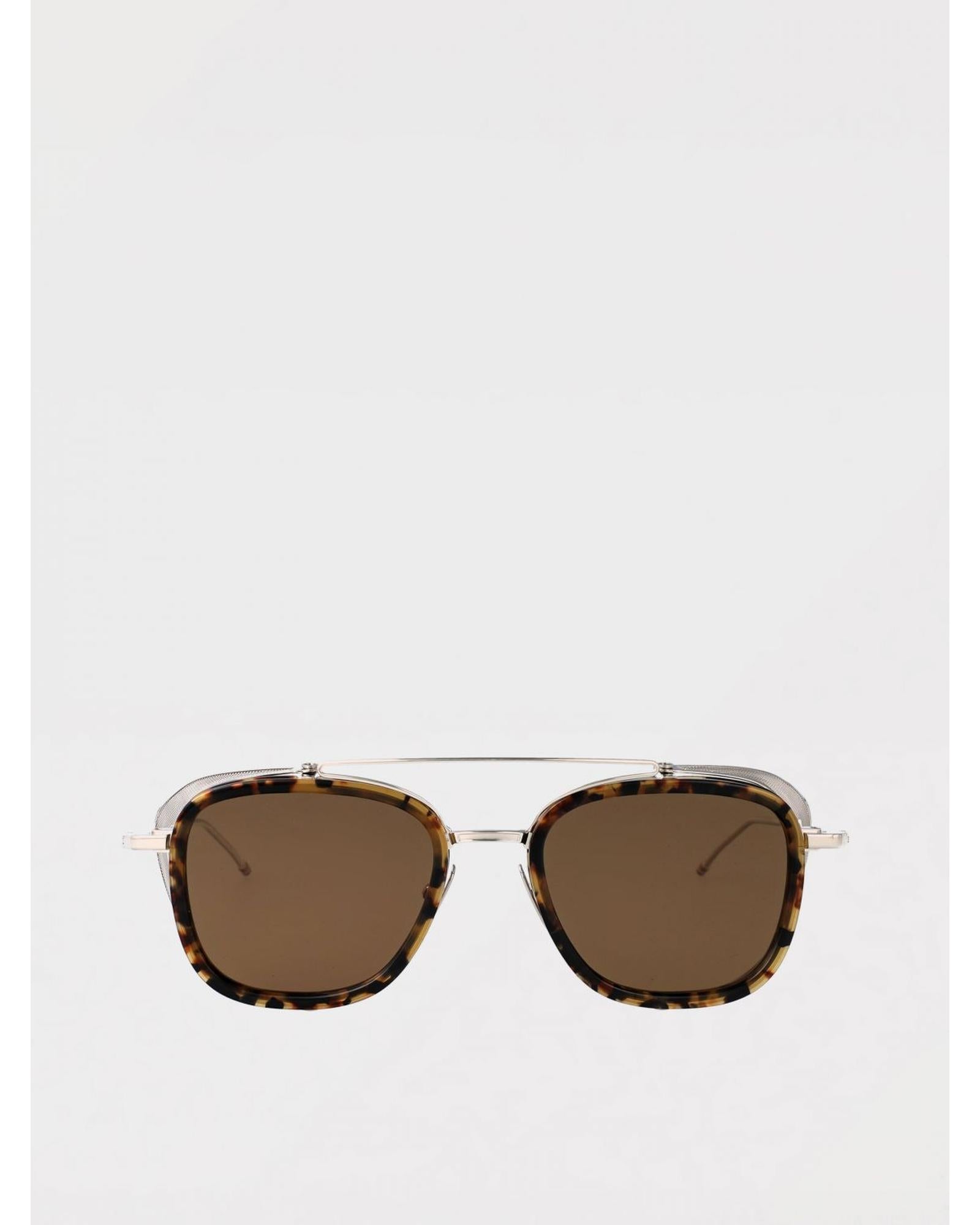 Thom Browne TB808 Pilot Sunglasses Side Shields Men Brown
