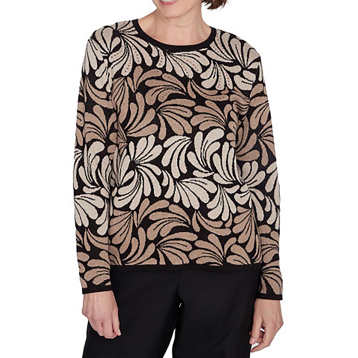 Petites Womens Embellished Knit Pullover Sweater