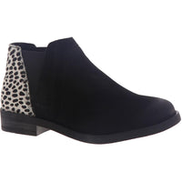 Demi 2 Beat Womens Calf Hair Animal Print Booties Black