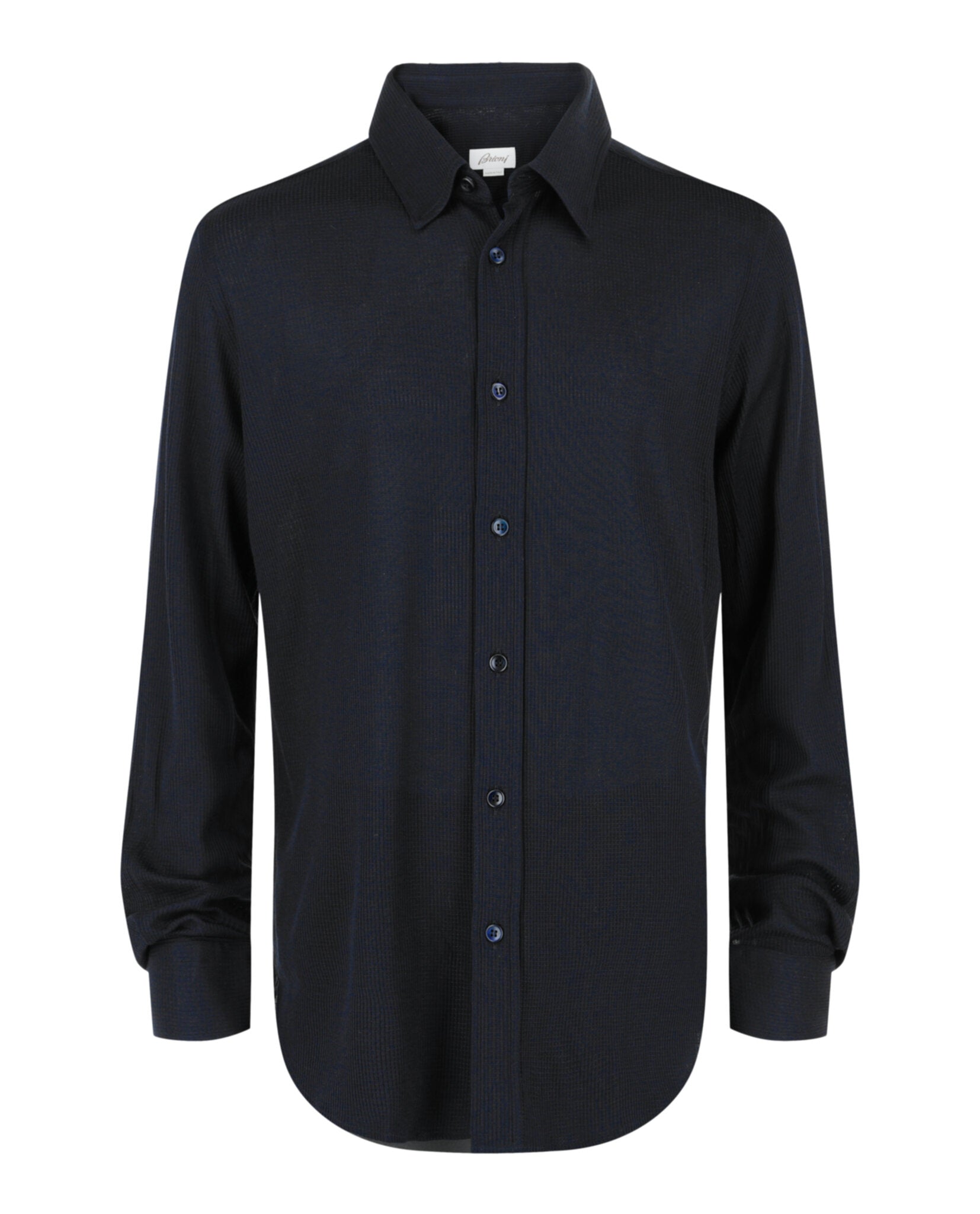 Brioni Mens Waffle Knit Button-Up Shirt