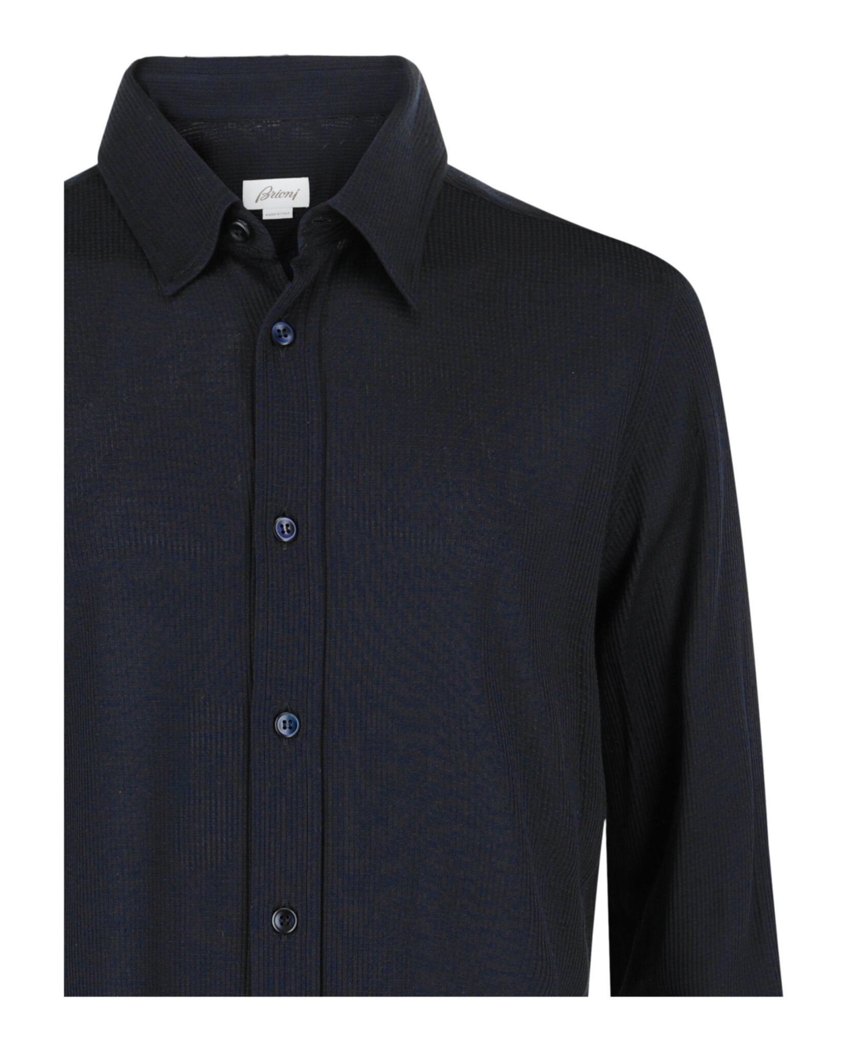 Brioni Mens Waffle Knit Button-Up Shirt