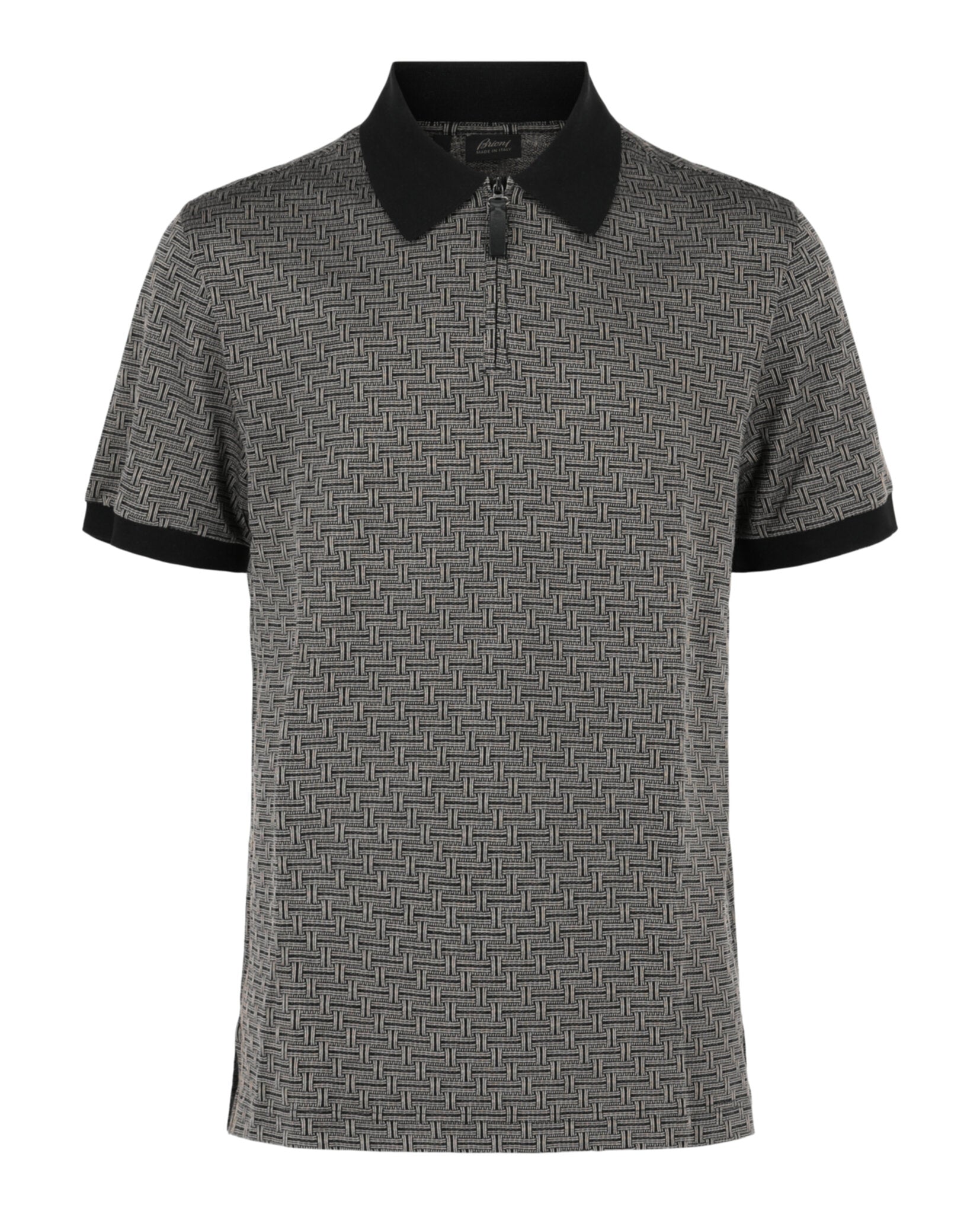 Brioni Mens Geometric Contrast-Trim Polo