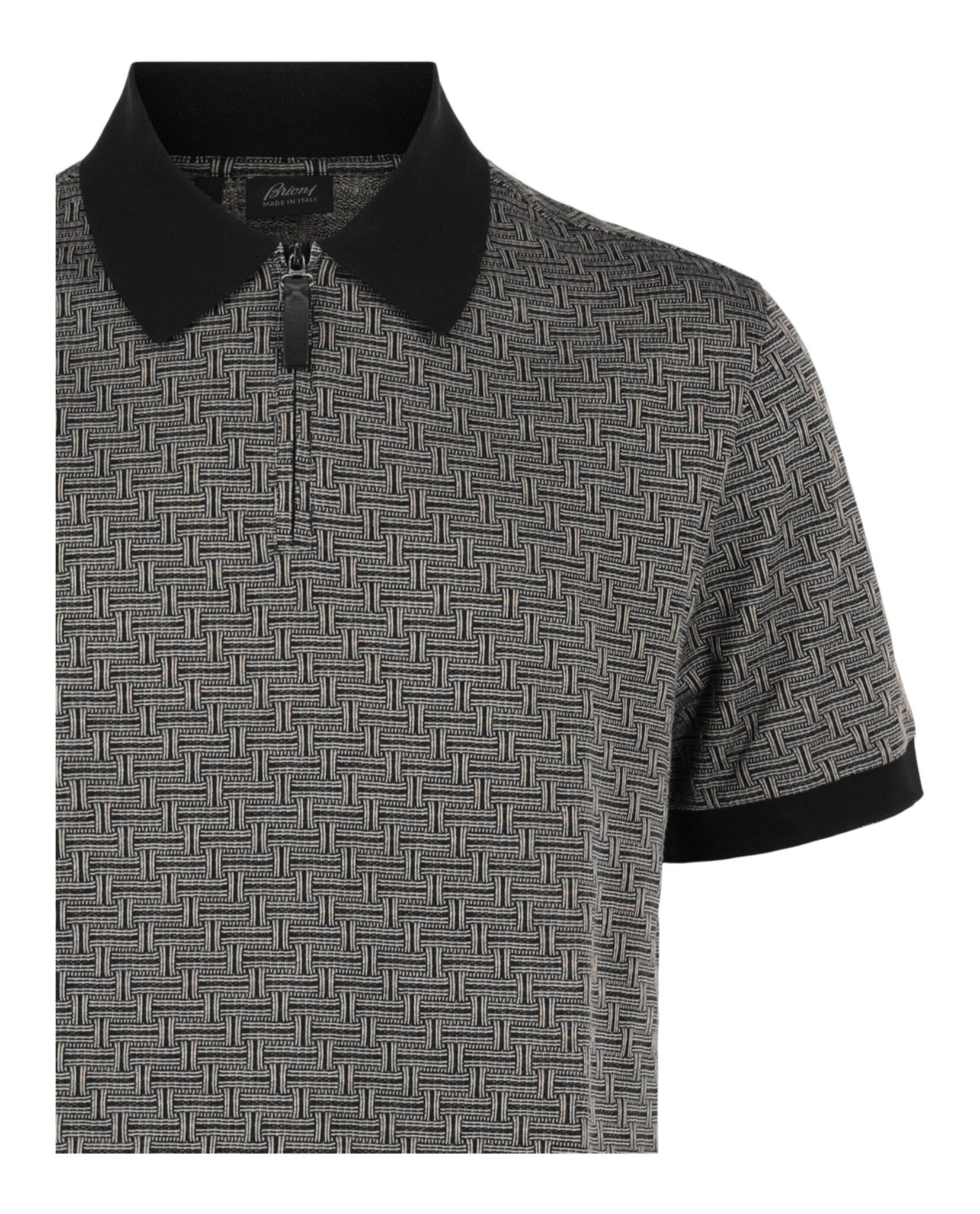 Brioni Mens Geometric Contrast-Trim Polo