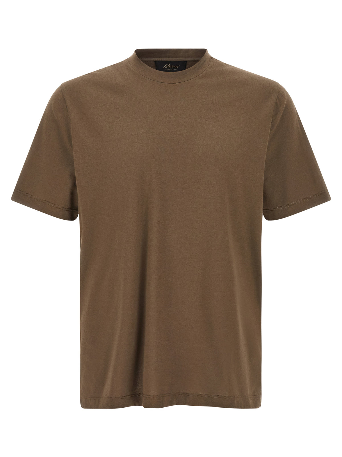 Brioni Men Brown Cotton T-Shirt