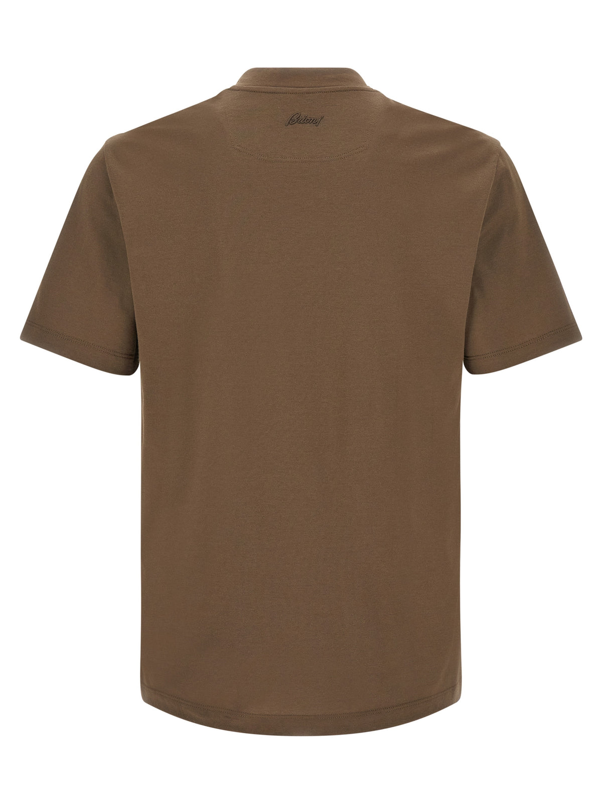 Brioni Men Brown Cotton T-Shirt