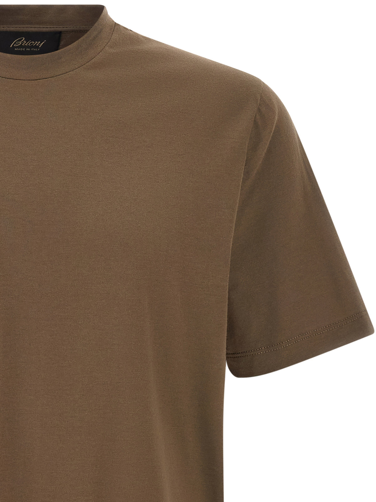 Brioni Men Brown Cotton T-Shirt