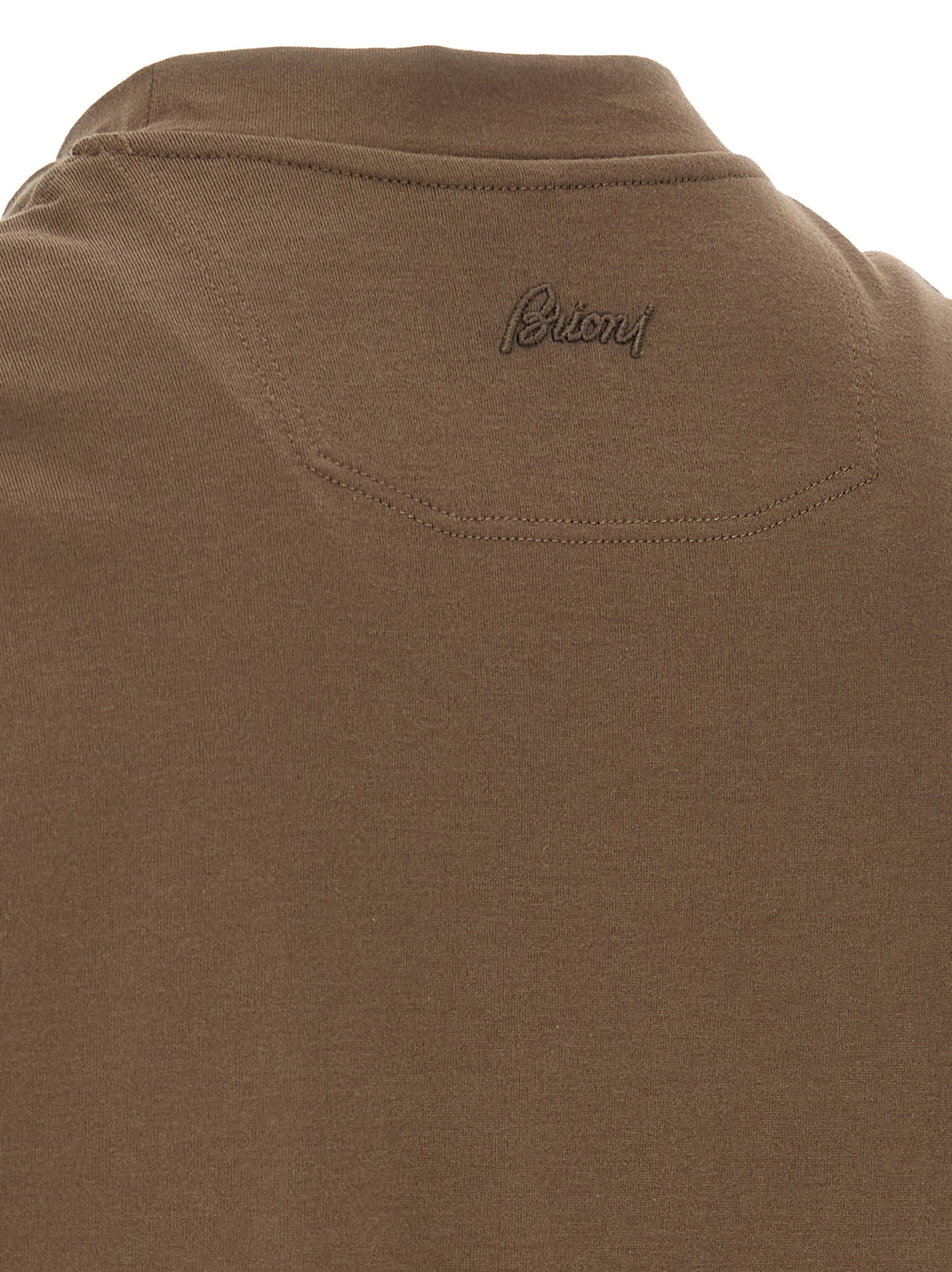 Brioni Men Brown Cotton T-Shirt