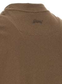 Brioni Men Brown Cotton T-Shirt