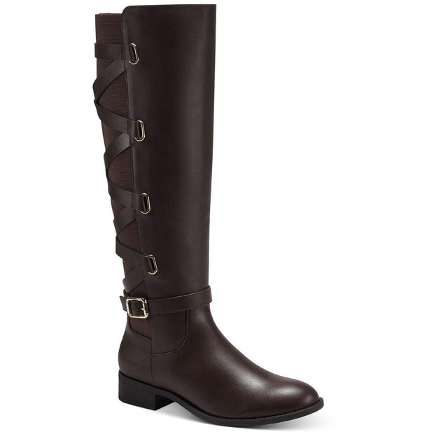 Thalia Sodi Womens Veronika Faux Leather Over-The-Knee Riding Boots