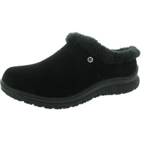 Womens Faux Fur Lined Suede Loafer Slippers