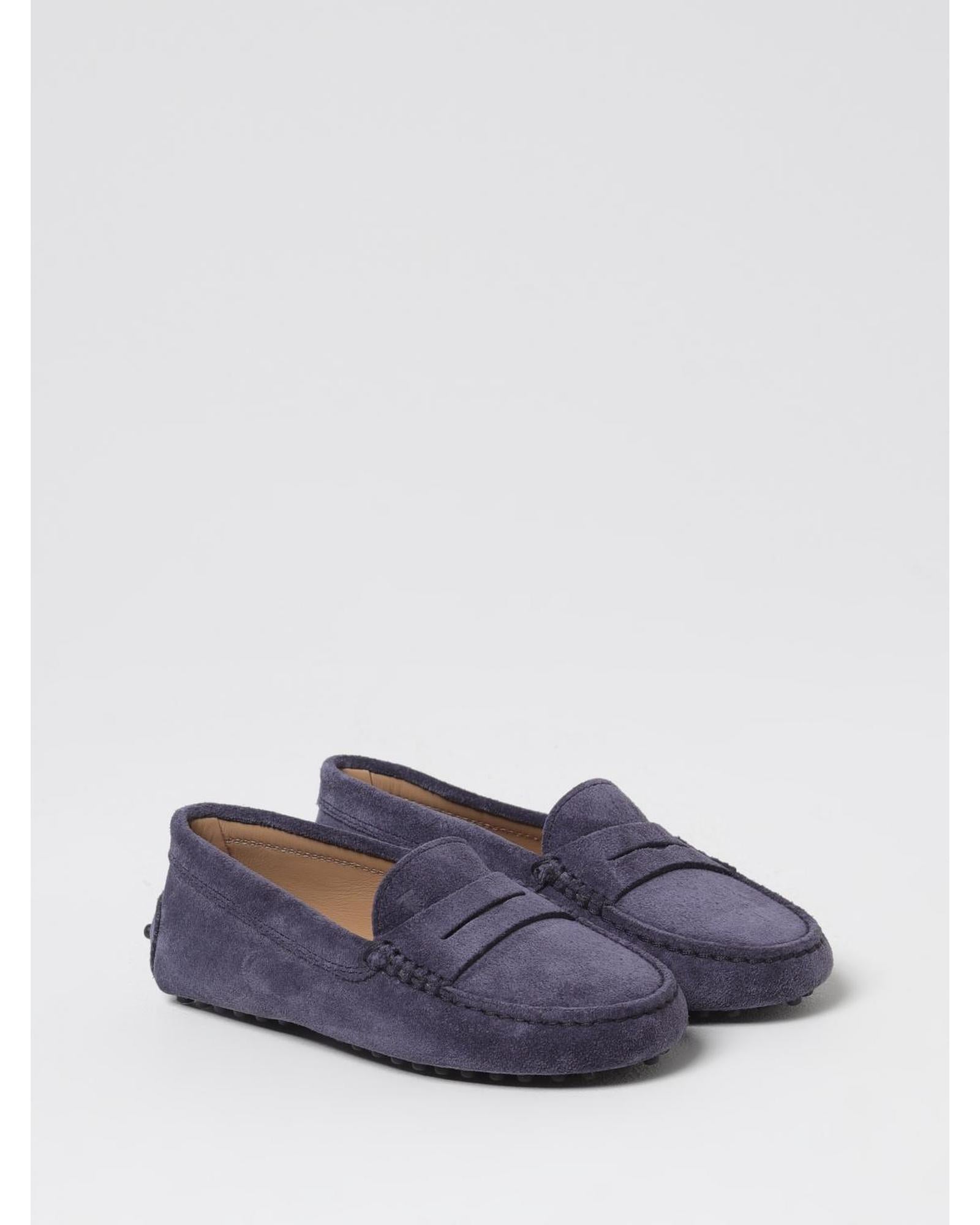 Tod's Driving Shoes Suede Loafers Classic Design Kids Blue