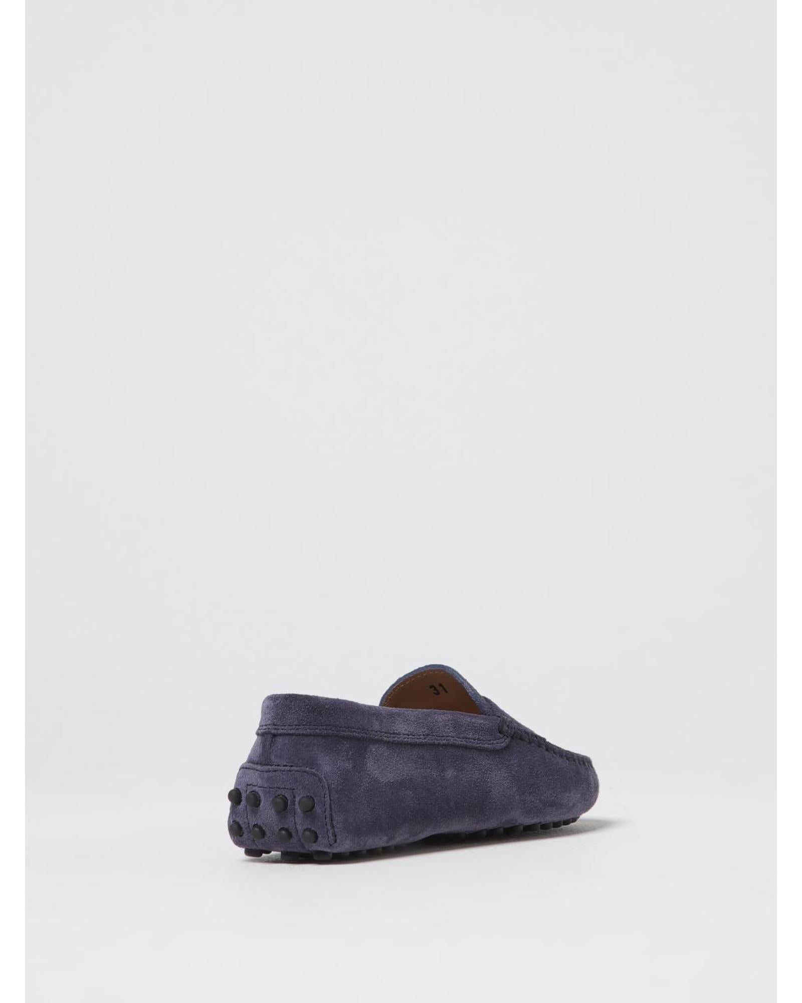Tod's Driving Shoes Suede Loafers Classic Design Kids Blue