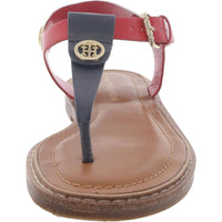 Bennia Womens Embellished Faux Leather Thong Sandals