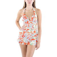 Womens Printed Tummy Control Tankini Swim Top Regular 4 (S) Multi