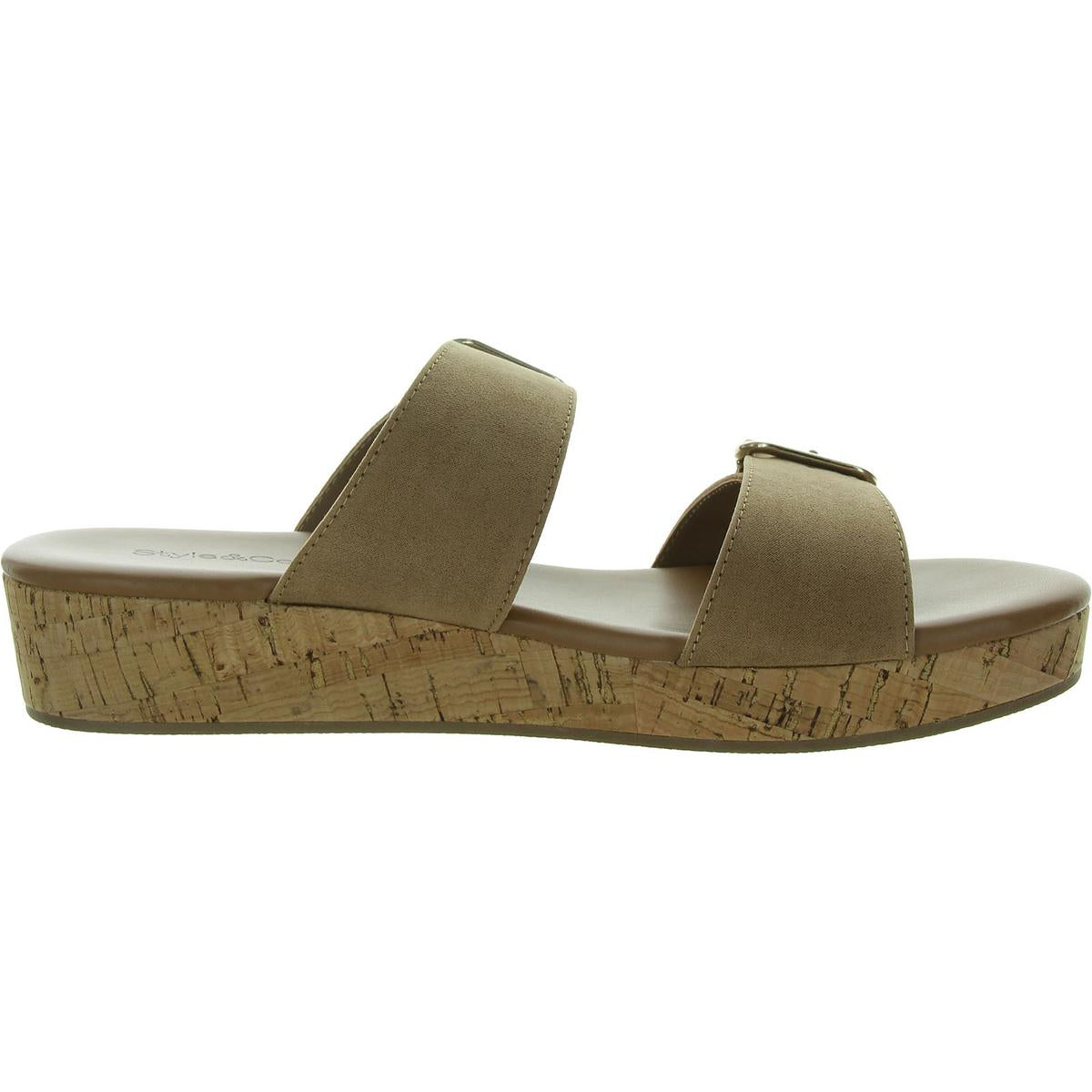 Temppestt Womens Open Toe Double Buckl Slide Sandals